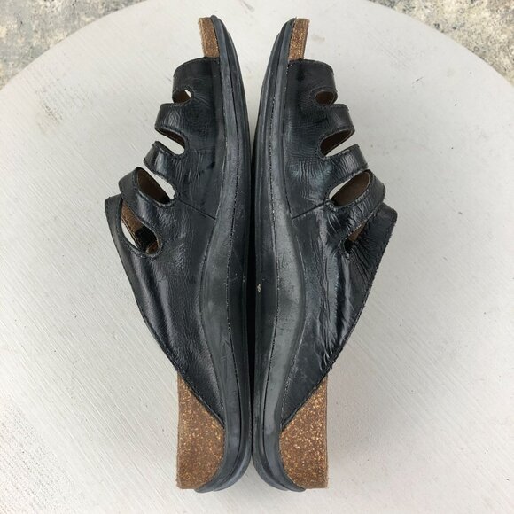 Dansko Womens Size 38 (7.5-8) Janie Black Leather Open Toe Strappy Slide Sandals - Picture 9 of 15